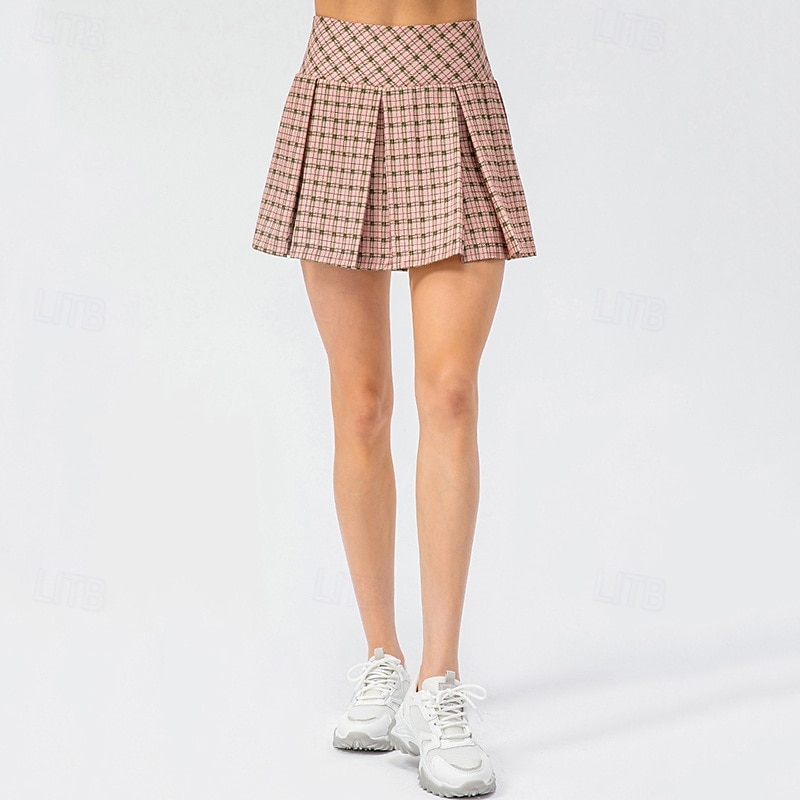 בגדי ריקוד נשים משובץ / משבצות אחיד חצאית קז'ואל חצאית טניס חצאיות קפלים חצאית ספורט אלסטי תומך זיעה נושם טניס פיקלבול יוגה תחתיות שחור לבן צהוב בגדי טניס 2026 - $35.99 –P2