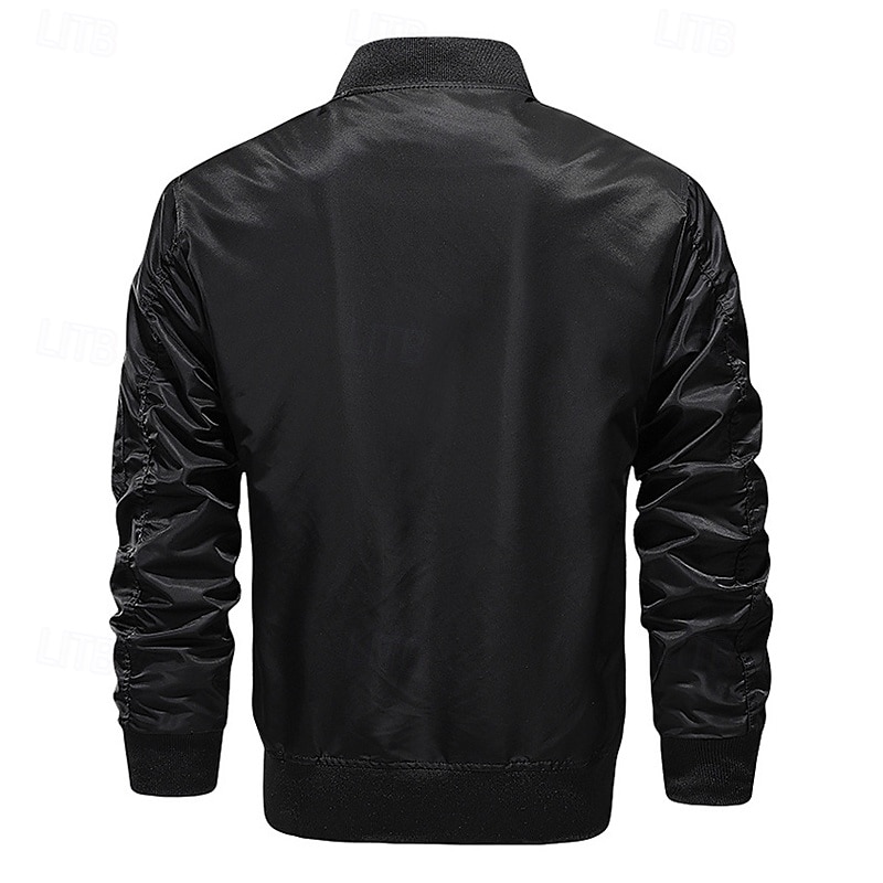 Herr Lättviktsjacka Bomberjacka Vardaglig jacka Utomhus Semester Ficka Vår Höst Slät Streetwear Stylish Kinakrage Normal Svart Gul Vinröd Armégrön Mörkblå Jacka 2026 - $45.99 –P3