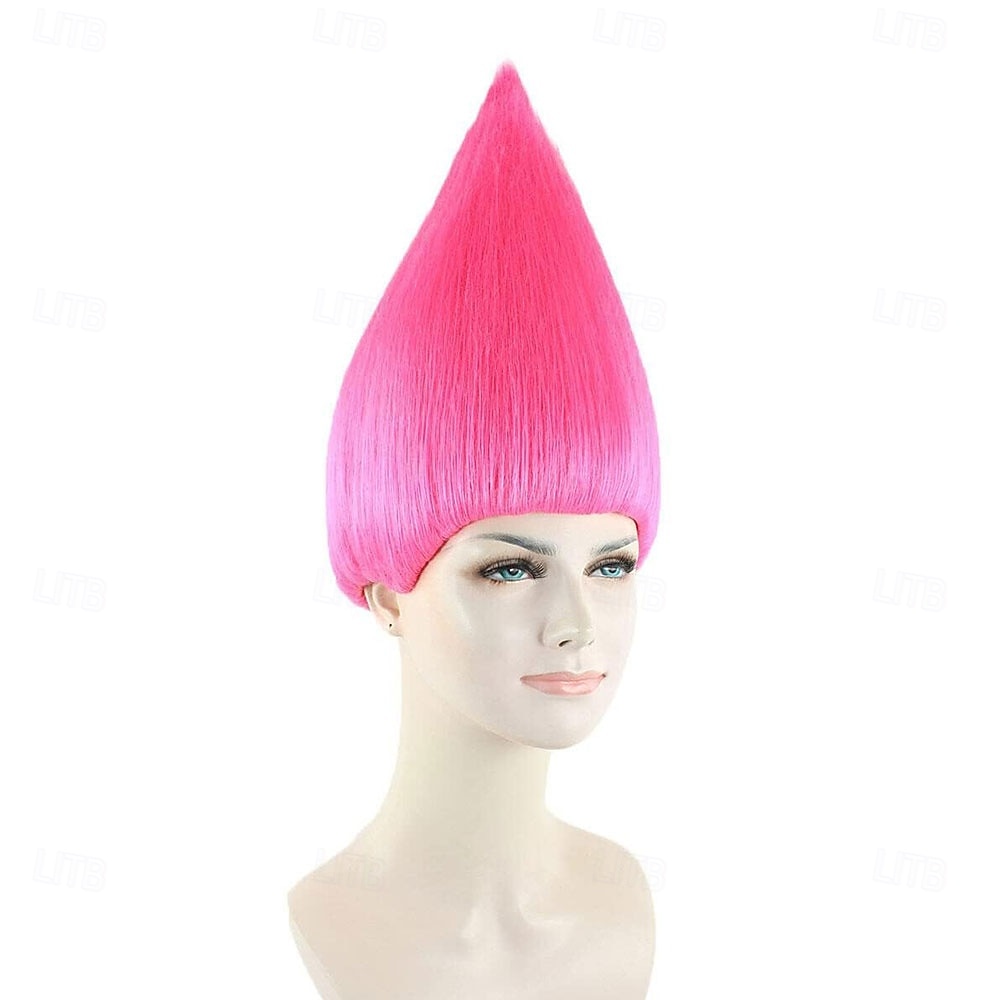 Peruca de Carnaval 2026 Rosa Vermelho Azul Liso Curto Peruca sintética para festivais Mardi Gras Parada Cabelo para fantasia de cosplay para Feminino de 2026 por $15.49 –P5
