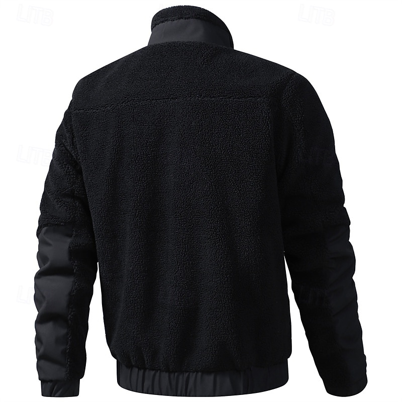 Муж. Зимняя куртка Пальто тедди Повседневная куртка Отпуск Повседневные Сохраняет тепло Карман Флис Осень Зима Полотняное плетение Мода Уличный стиль Воротник-стойка Обычная 2026 - $57.99 –P10
