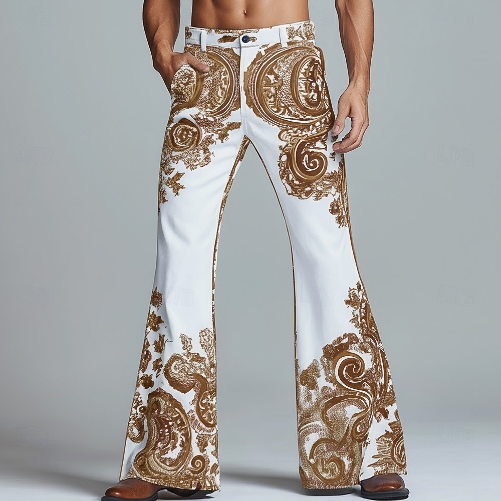 Homens Estampado Cashemere Estampa floral Étnico Calças Calças Discoteca Calça boca de sino dos anos 60 e 70 Cintura Média Vintage retrô Ao ar livre Festa Casual Bolsos laterais Calças boca de sino de 2026 por $29.99 –P3