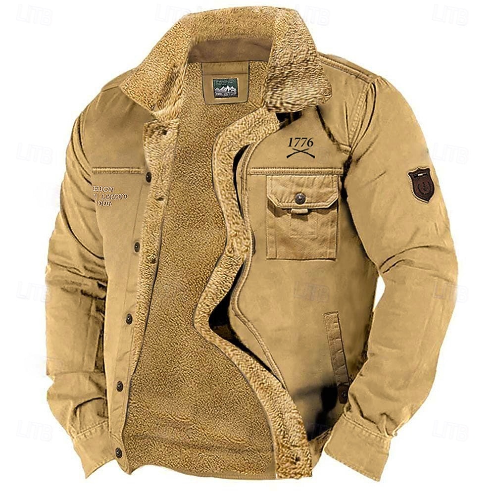 Ανδρικά Γραφική 1776 Μπουφάν fleece Μπουφάν Cargo Μπουφάν Sherpa Διατηρείτε Ζεστό Βίντατζ Καθημερινό ΕΞΩΤΕΡΙΚΟΥ ΧΩΡΟΥ Σπίτι Πολλαπλές τσέπες Βαμβακερά μπουφάν Χειμερινά παλτά Φθινόπωρο Χειμώνας 2026 - $54.99 –P1
