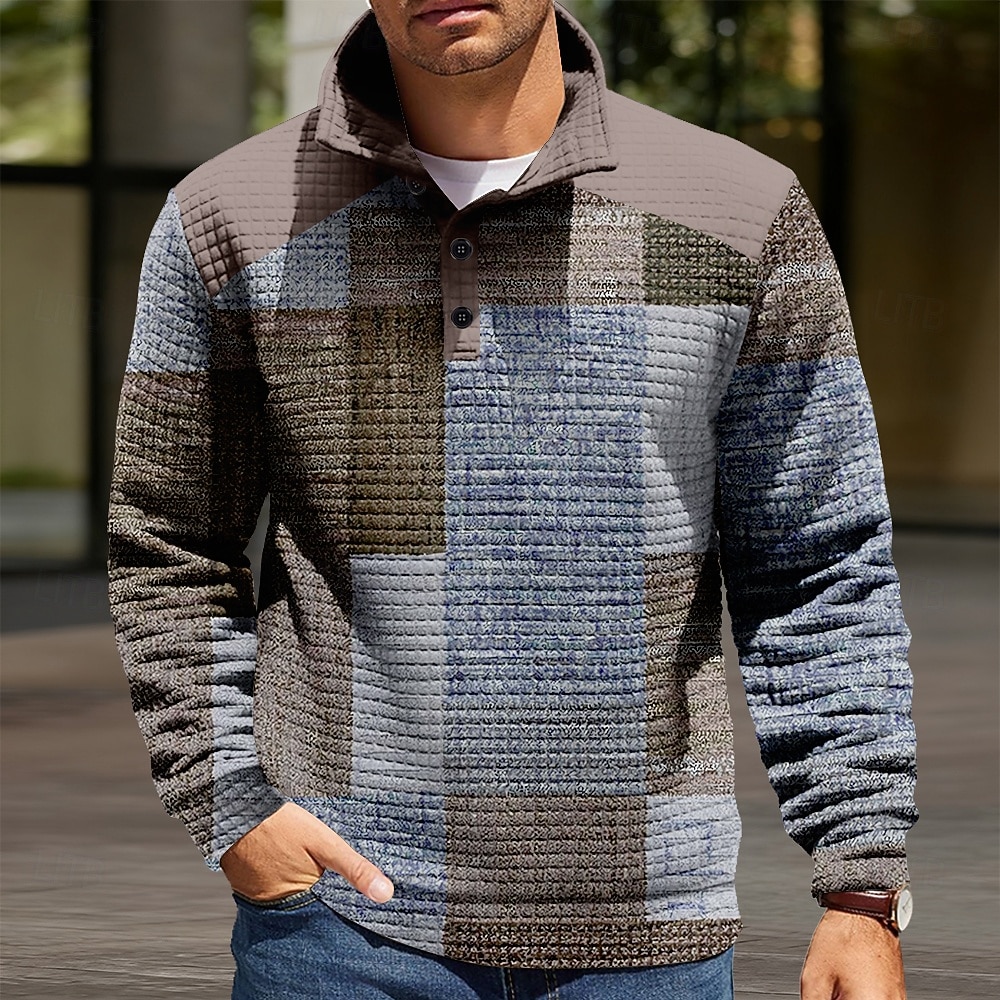 Miesten Geometrinen Skottiruutukuvio Vohveli College Päivittäin Klassinen Vapaa-aika Stand-kaula-aukko ulko- Koti Työ Lahja Sininen Keltainen Purppura Harmaa Napit Syksy Talvi Suunnittelija S M L XL 2026 - $28.99 –P3
