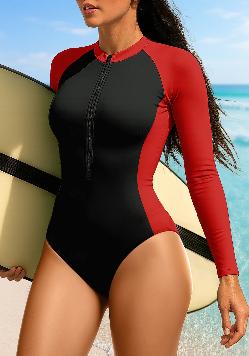 Women's Rash Guard Color-blocking Zip Up UPF50+ Quick Dry Lightweight Long Sleeve Bodysuit Swim Shirt Surfing Canoeing Beach Summer 2026 - $30.99 –P5