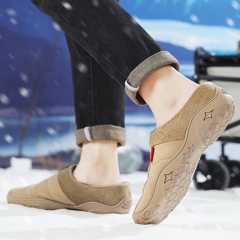 scarpe slip-on trapuntate marroni da uomo con fodera in pile: calzature calde e comode per l'inverno e le uscite informali del 2026 a $34.99 –P6