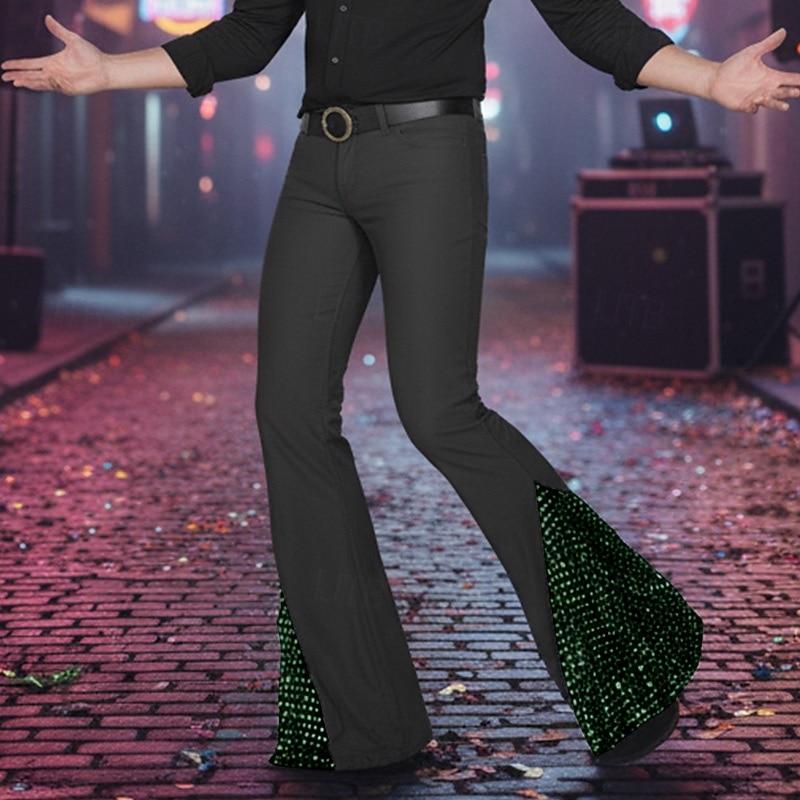 Муж. Штаны Костюм Беллое дно Расклешенные брюки Брюки для выпускного Пэчворк Блестящий металл Полотняное плетение Комфорт Полная длина Для вечеринок Бизнес Повседневные Мода Уличный стиль 2026 - $26.99 –P7