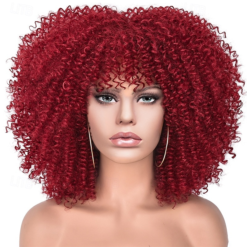 Carnival Wig 2026 Blonde Pink Red Afro Afro Curly Short Synthetic Festival Wig Mardi Gras Parade Cosplay Costume Hair for Women 2026 - $23.99 –P9