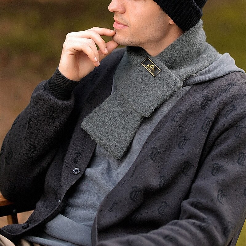 Men's Rectangle Scarf Outdoor Dailywear Causal Black Brown Scarf Solid Color 2026 - $12.99 –P7