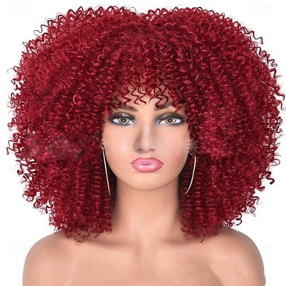 Peruca de Carnaval 2026 Loiro Vermelho Preta Afro Afro Kinky Curto Peruca sintética para festivais Mardi Gras Parada Cabelo para fantasia de cosplay para Feminino de 2026 por $18.99 –P9