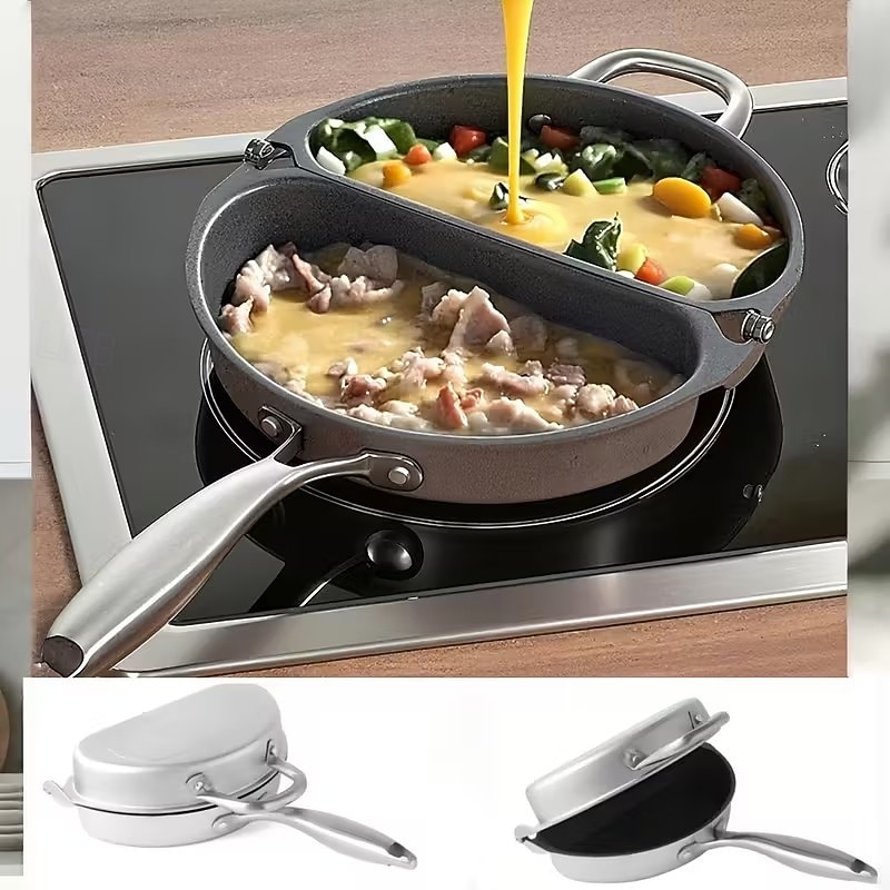 Poêle pliante double, poêle antiadhésive à double fond de 2025 ? $91.99 –P1