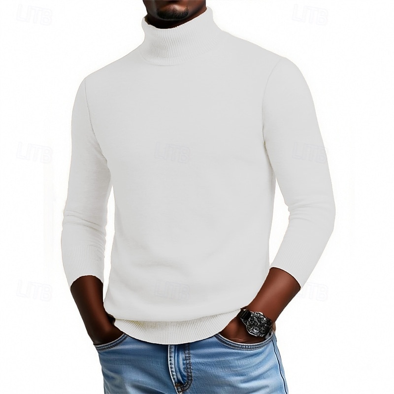 Homens Suéter Pulôver suéter Suéter de malha Estriado Tricotar Tops regulares Tricotado Tecido Gola Alta Moda Roupa de rua Casual Roupa Diária Roupa Outono Inverno Camelo Vinho S M L de 2026 por $28.99 –P8