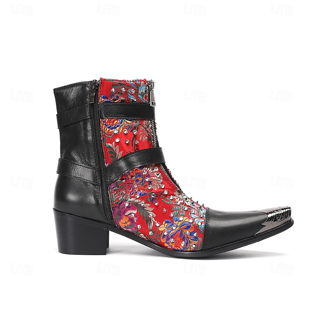 Miesten punamustat nastakengät – rock-henkinen muotoilu, mukavat ja kestävät, sopivat erinomaisesti rentoon arkeen, katutyyliin ja tapahtumiin 2025 - $179.99 –P3