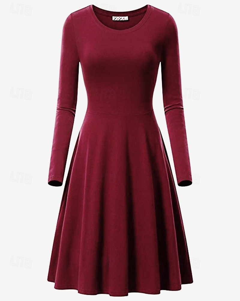 Women's Midi Dress Hoodie Dress T Shirt Dress Tee Dress Elegant Modern  Daily Outdoor Vacation Loose Fit Plain Long Sleeve Crew Neck Black White  Yellow Wine Spring Fall 2026 - $21.99