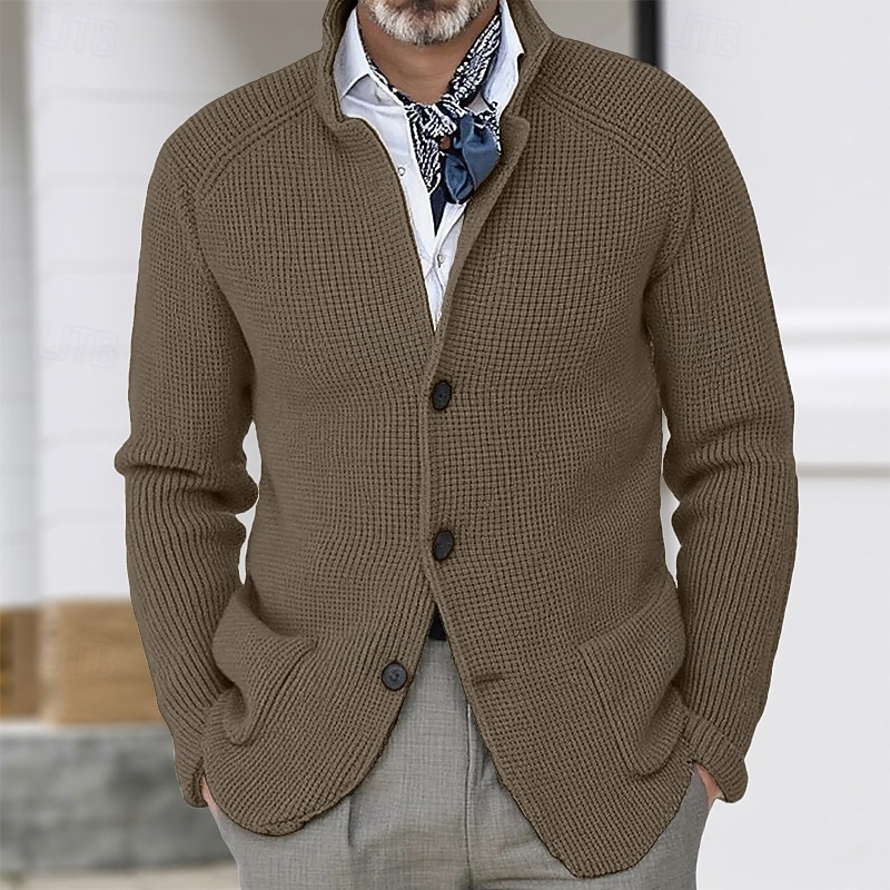 Per uomo Felpa Cardigan A Coste Maglia Top Regolari Lavorato a maglia Bottonato Semplice Colletto Mao Vacanza Moda Casuale Abbigliamento quotidiano Abbigliamento Primavera & Autunno Blu Nero S M L del 2026 a $30.99 –P8