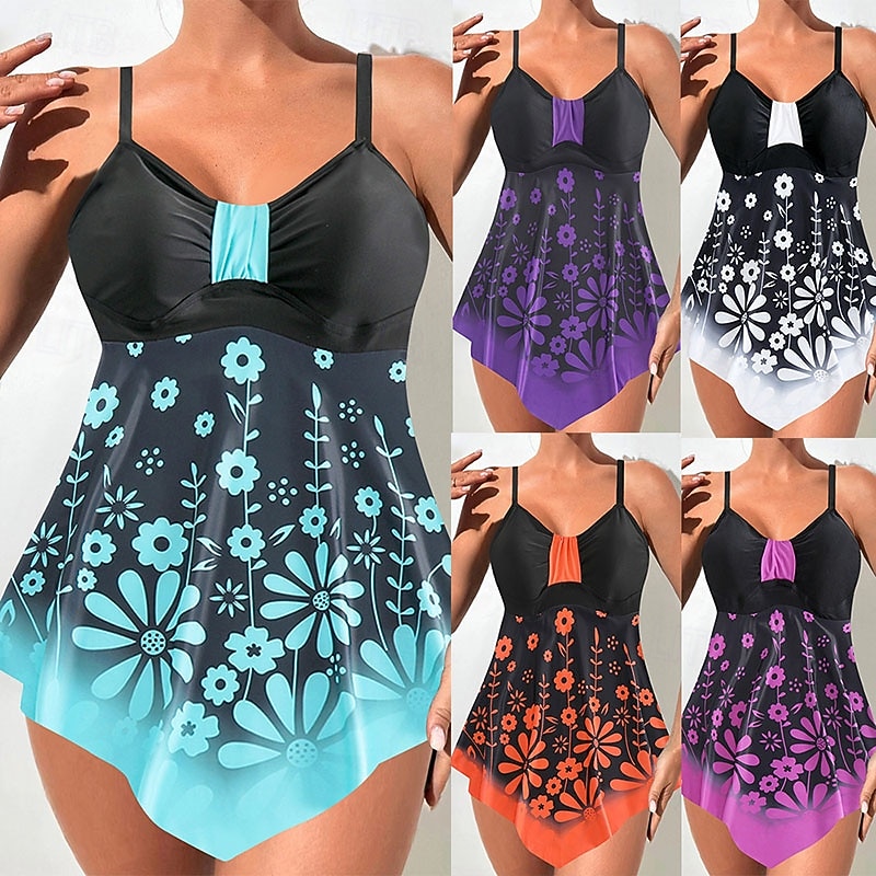 Per donna Costumi da bagno Due pezzi Birichino Costume da bagno Senza schiena Vacanza Vintage Floreale Grafico Scollo a V Senza Maniche Costumi da bagno del 2026 a $28.99 –P1