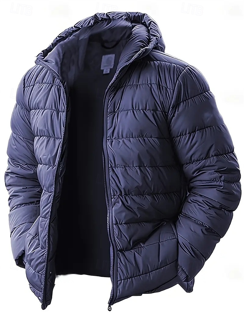 Per uomo Cappotto Invernale Giacca imbottita Giacca Imbottita Tasca Poliestere Vacanza Abbigliamento quotidiano Data Regolare Moda Casual Confortevole Calore Termico Autunno Inverno Colore Solido del 2026 a $37.99 –P9