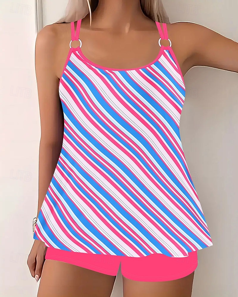 Femmes Maillots de Bain 2 pièces Shorts Maillot de bain Dos nu Vacances Tenues de plage Fleuri Graphique Col rond Sans manches Maillots de bain de 2026 ? $28.99 –P6