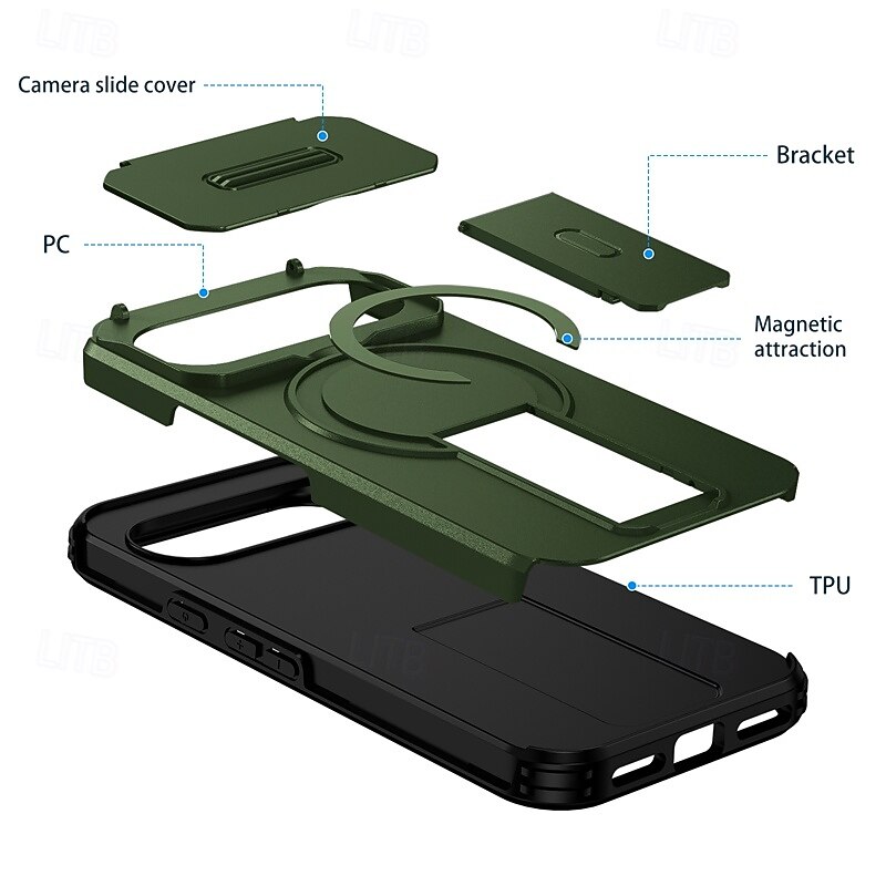 телефон Кейс для Назначение Google Пиксель 10 Про Пиксель 10 Пиксель 9 Про Пиксель 9 Кейс на заднюю панель со стендом Защита от удара броня ПК Кожа PU 2025 - $11.99 –P10