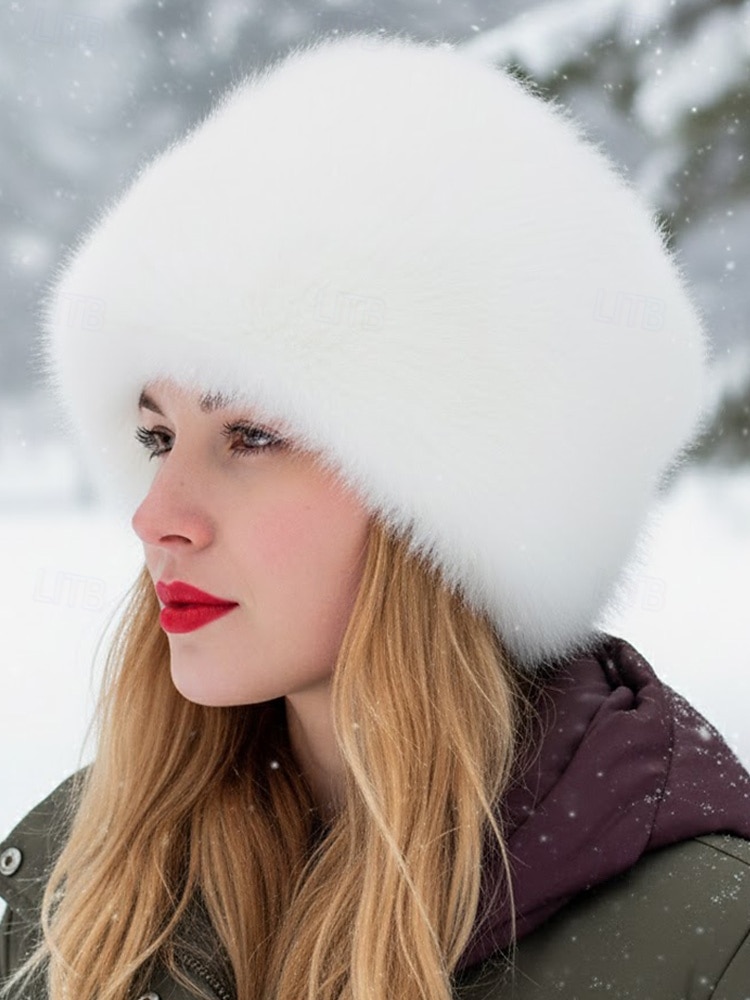 Dámská vánoční čepice z umělé kožešiny - měkká a teplá, více barevných variant, perfektní sváteční doplněk na zimu, stylová a útulná pokrývka hlavy na vánoční večírky a venkovní akce 2026 - $14.99 –P5