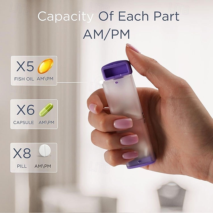 Pilulier hebdomadaire 7 jours avec 2 compartiments journaliers - format voyage, couvercle facile à ouvrir, plastique résistant, blanc - idéal pour les vitamines et l'huile de poisson &stockage de 2026 ? $21.99 –P9