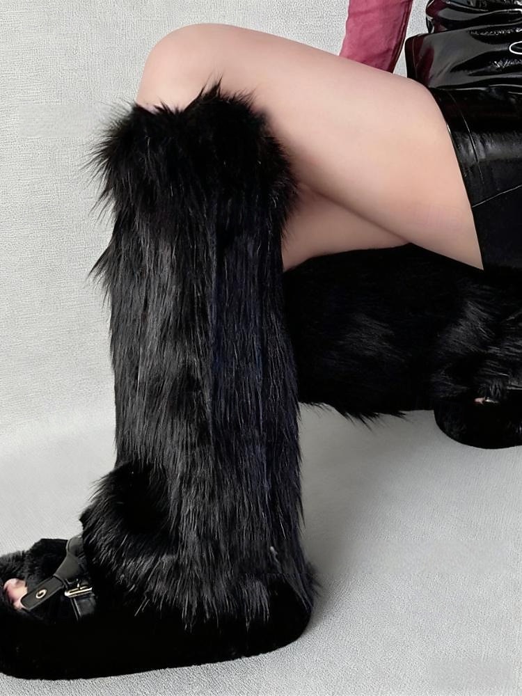 bolyhos lábszármelegítők nőknek bolyhos, plüss, téli, kényelmes borjúzokni, puha műszőrme, csizmaszár, aranyos, meleg, réteges zokni, divatos őszi-téli kiegészítők 2026 - $8.99 –P4