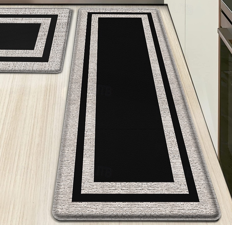 Alfombras de pasillo para cocina, de PVC grueso, antifatiga, con diseño de doble marco tipo teslin, impermeables, resistentes al aceite, antideslizantes y de cuero sintético. 2026 - $14.49 –P3