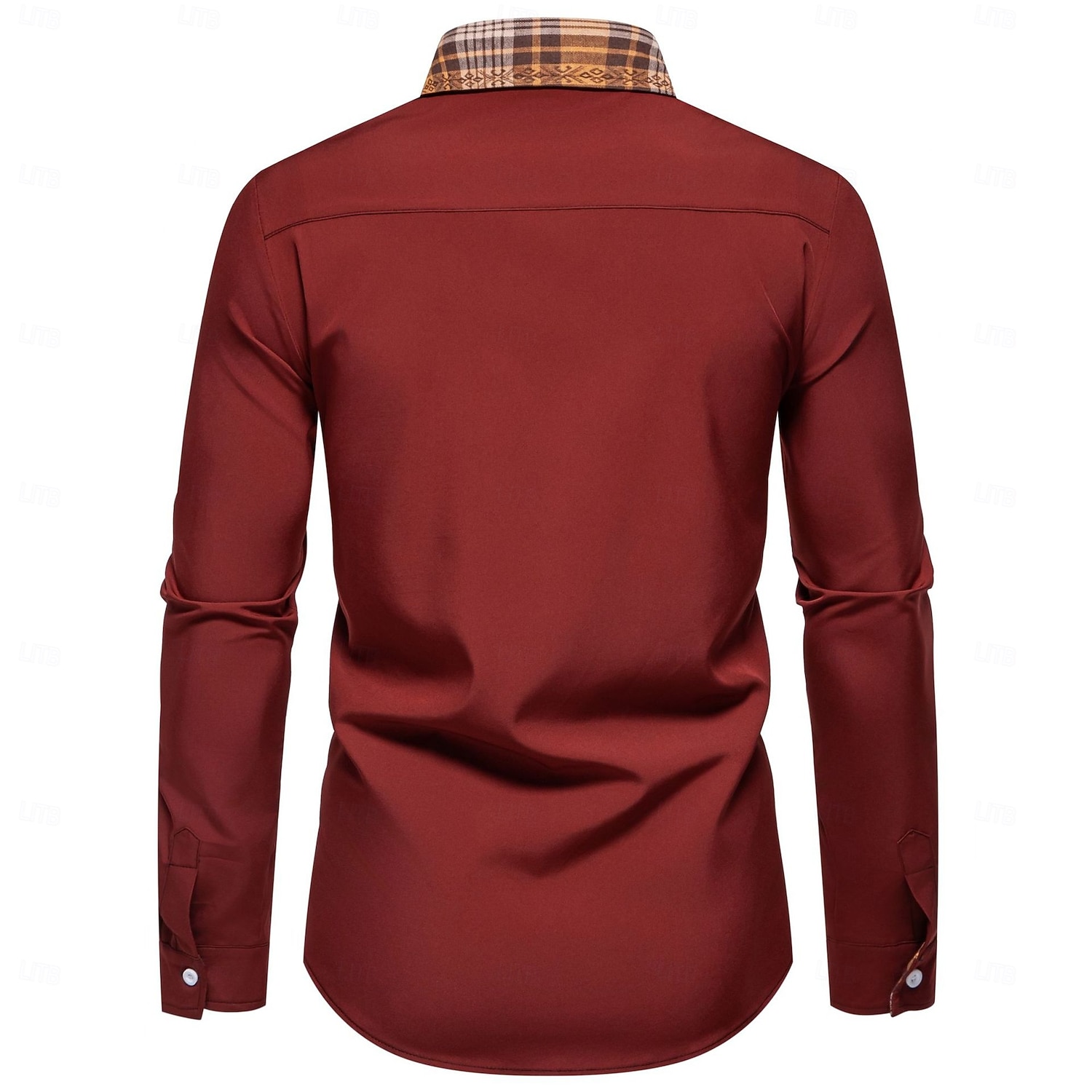 Herr Skjorta Casual skjorta Knapp upp skjorta Slät Bröllop Utomhus Blå Svart Rubinrött Långärmad Kavajslag Sommar Vår Kläder Lappverk 2026 - $25.99 –P4