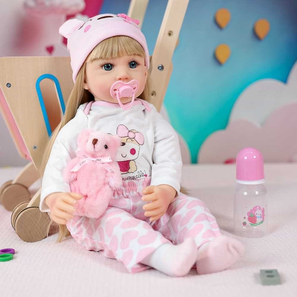 Reborn Baby Dolls - 22 Inch Soft Body Realistic Baby Doll Girl Lovely Awake Blond Hair Girl Bebe Reborn de Silicona Real Life Baby Dolls with Gift Box for Kids Age 3 Collectors Christmas Gift 2025 - $166.99 –P1