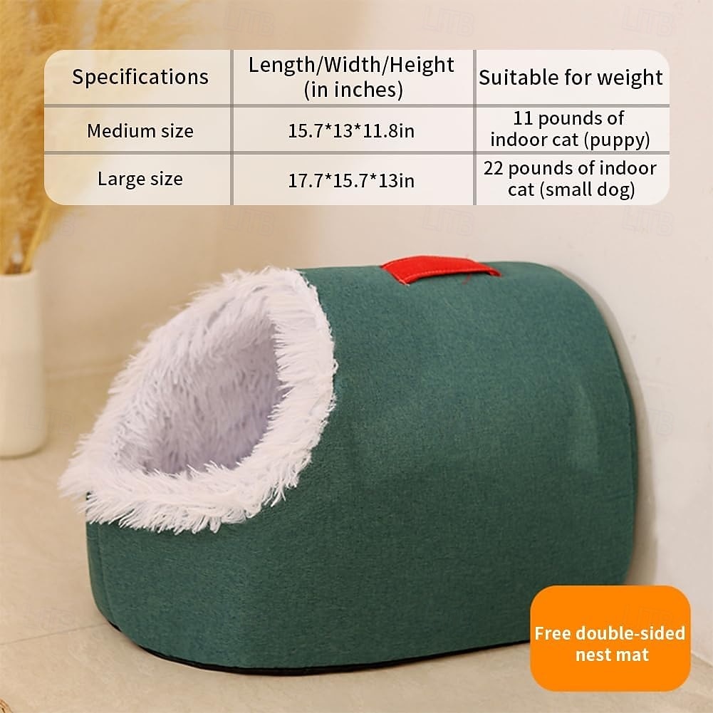 Lit-niche en peluche pour chats d'intérieur &niche pour petits chiens avec revêtement moelleux, lit amovible auto-chauffant et antidérapant, abri lavable pour chat de 2026 ? $26.99 –P6