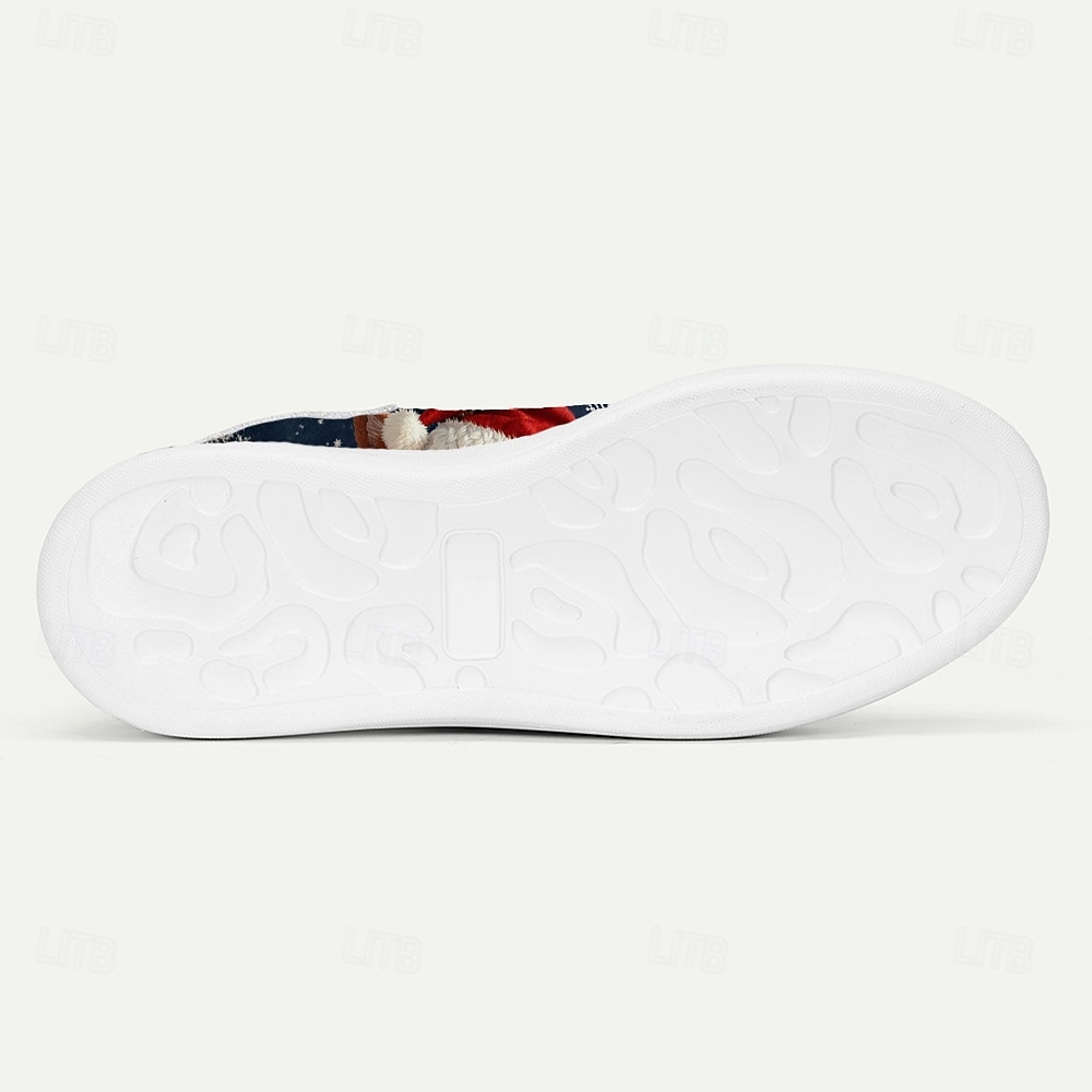 Men's White Christmas Sneakers with Santa and Dog Design - Trendy Footwear for Festive Occasions and Christmas Parties 2026 - $54.99 –P6