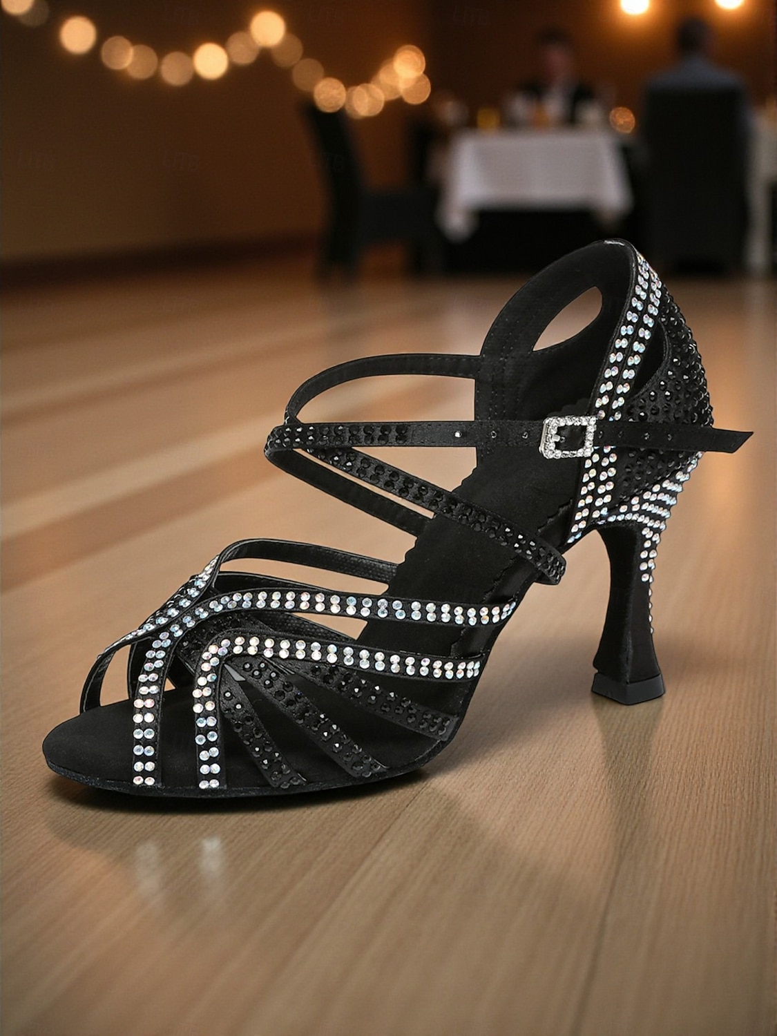 Zapatos de baile latino para mujer con pedrería: sandalias profesionales de salón para salsa y tango, con diseño de tiras y tacón alto, ideales para competición o actuaciones. 2026 - $64.99 –P9