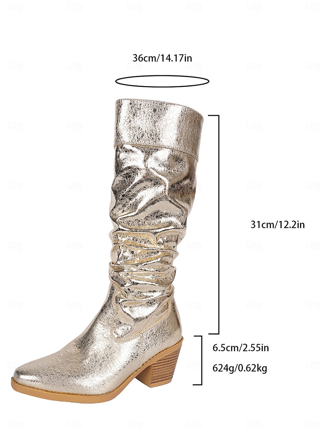 stivali morbidi da donna color oro metallizzato – in similpelle lucida con tacco a blocco spesso, eleganti e comodi, perfetti per feste, serate fuori e occasioni speciali del 2026 a $54.99 –P6