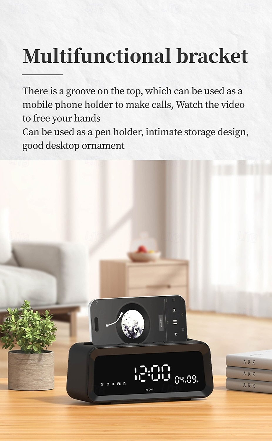 K3  Portable Wireless Speaker and Alarm Clock Bass 40-Hour Battery Life Dual-Mode Phone Stand/Bracket TF Card Player -C Dual Speakers Low Power Mode Compatible with Mobile Devices - Black/Whi 2025 - $25.99 –P4