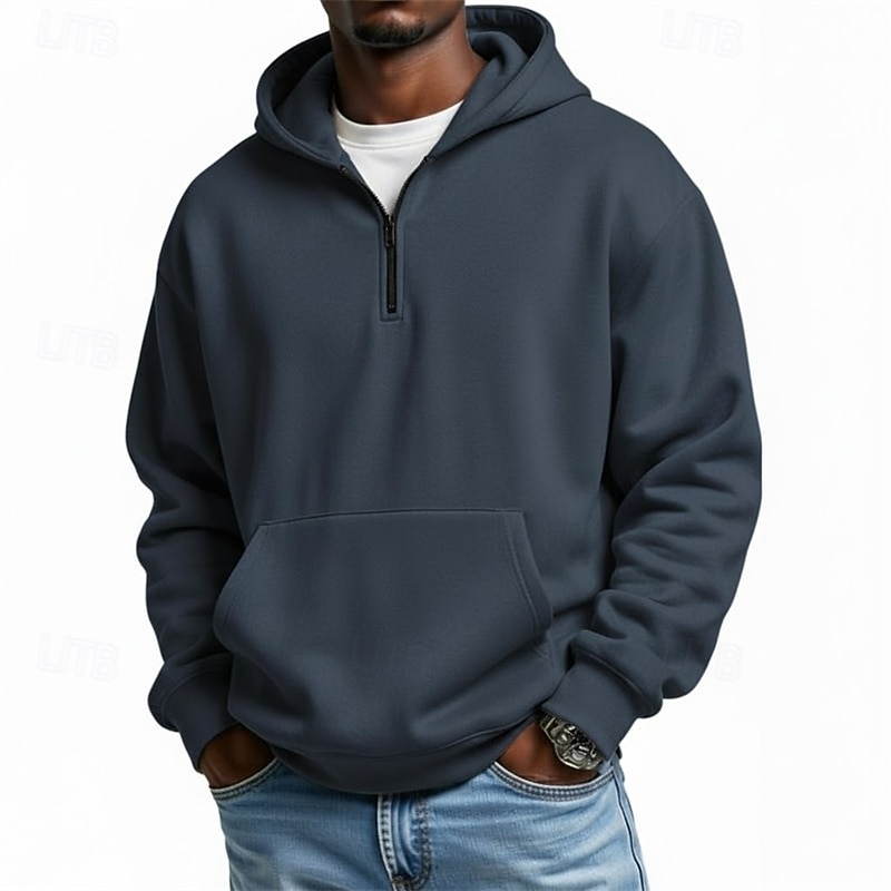 Herre Hattetrøje Genser Hettegenser med glidelås Rosa Militærgrønn Lysegrønn Lyseblå Med hette عادي Lomme Quarter Zip Avslappet Daglig Sport & Utendørs Polyester Gatemote Sportsklær Fritid Høst Vinter 2026 - $37.99 –P6