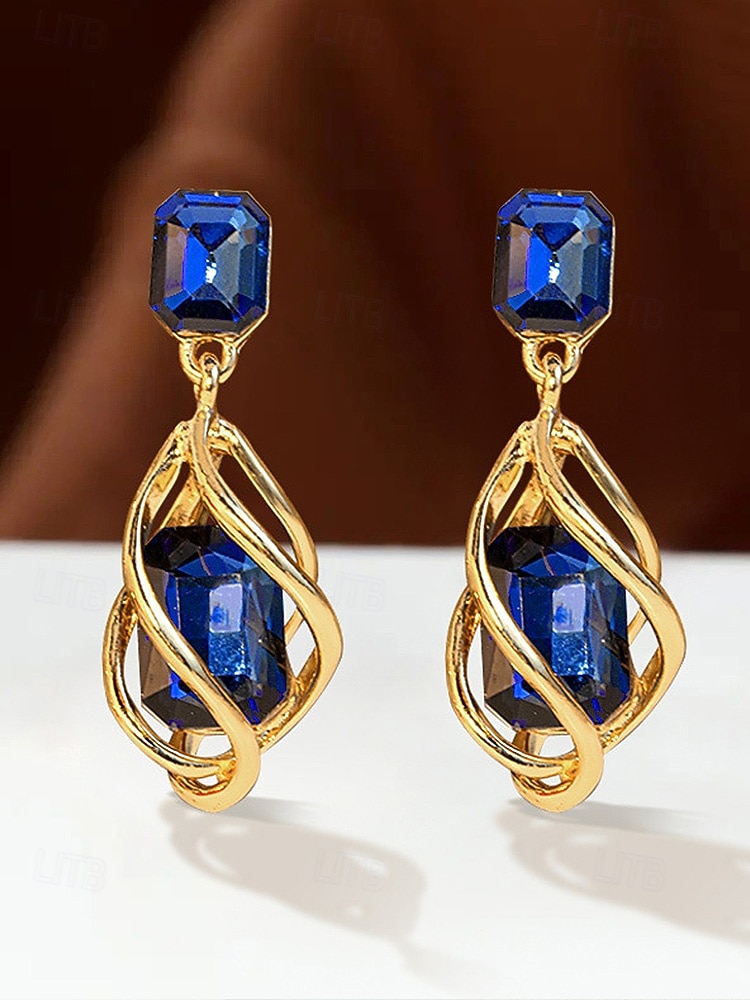 Damskie kolczyki ze stopu metali, w wielu kolorach, elegancki design z kamieniem szlachetnym na święta Bożego Narodzenia i oficjalne okazje 2026 - $4.99 –P9