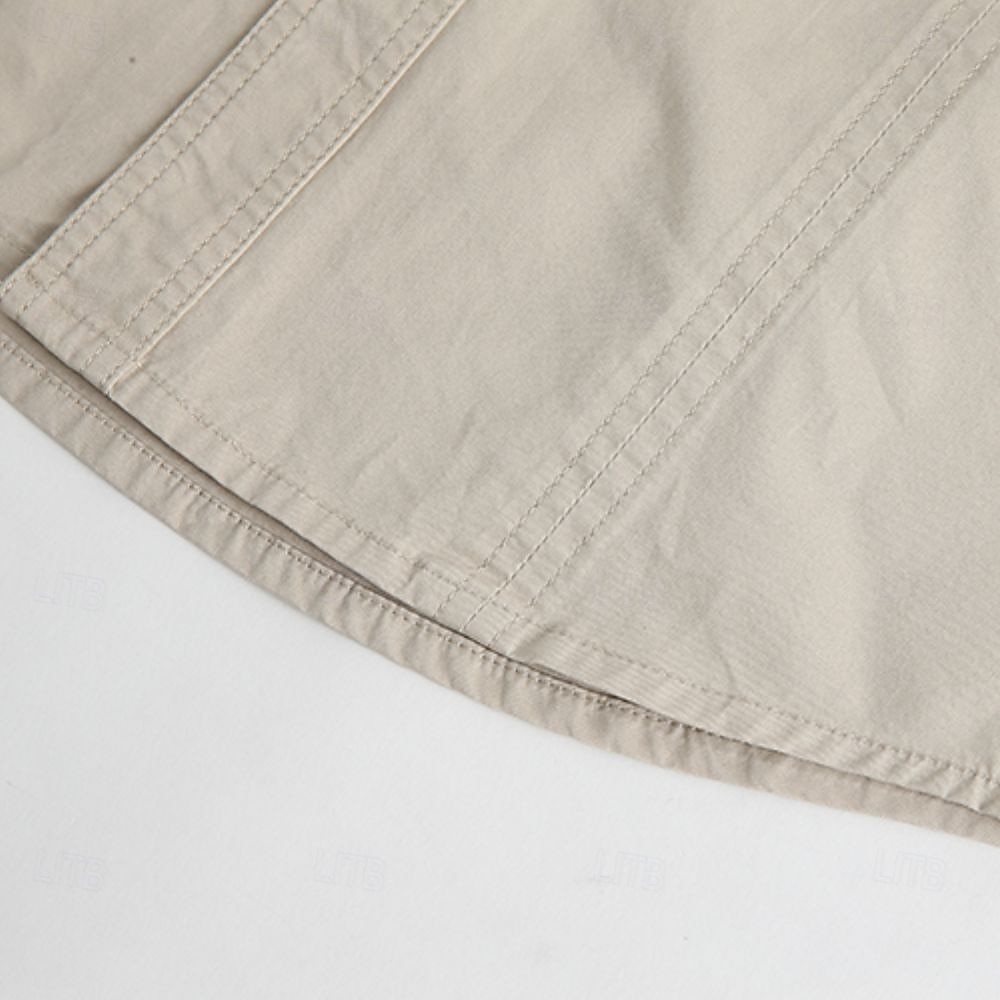 Men's Casual Shirt Work Shirt Button Up Shirt Dark Navy khaki Light Grey Army Green Long Sleeve Solid / Plain Color Lapel Vacation Holiday Button-Down Clothing Apparel Cotton Fashion Casual 2025 - $33.99 –P5