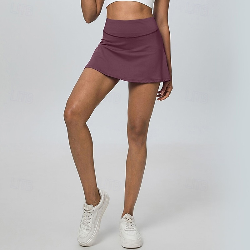 Mujer Color sólido Falda casual Falda de tenis Pantalones cortos de tenis Falda con shorts 2 en 1 Secado rápido Elástico Transpirable Tenis De Deporte Corriendo Prendas de abajo Negro Blanco Rosa 2026 - $28.99 –P14