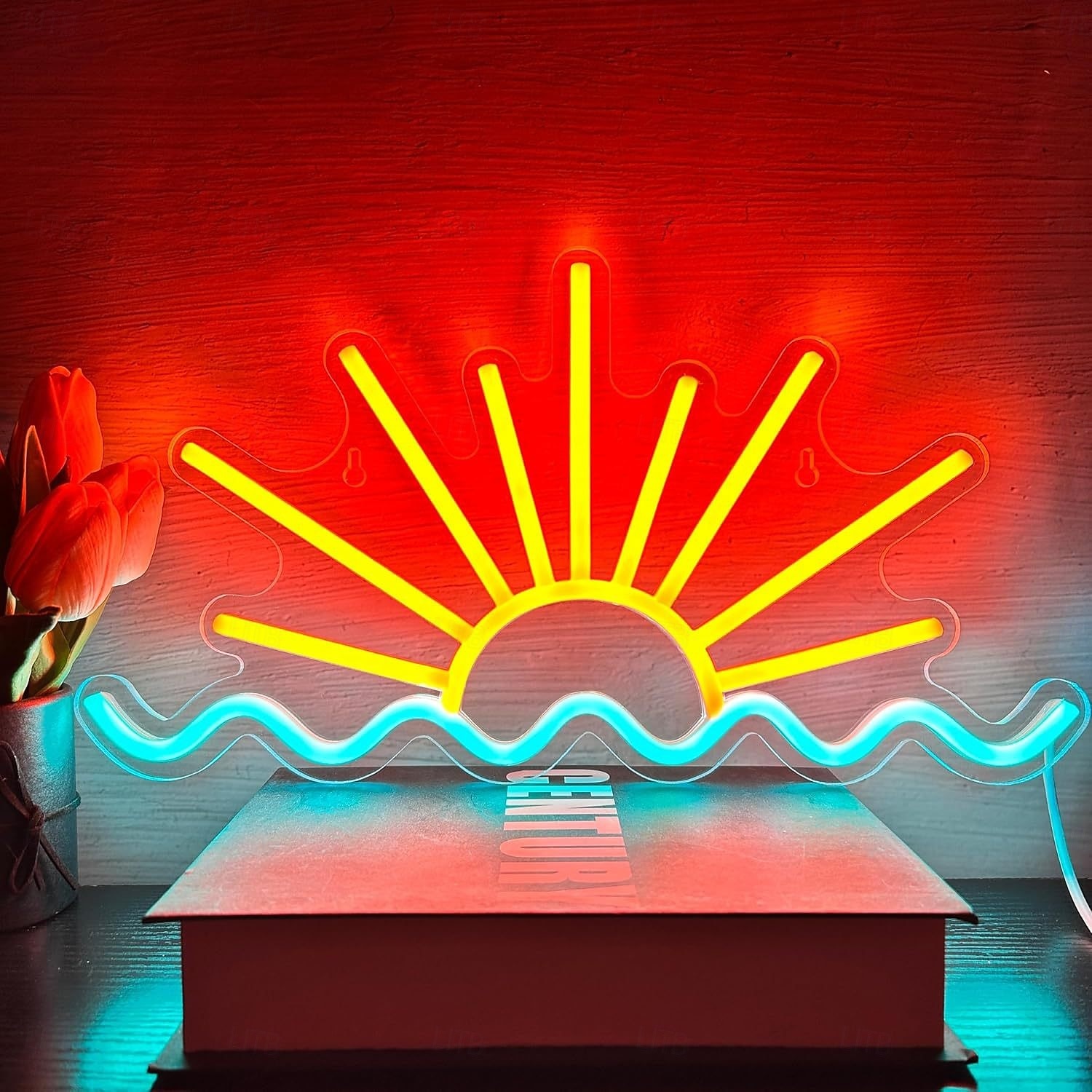 Enseigne lumineuse tropicale néon USB palmier coucher de soleil pour décoration murale, enseignes lumineuses LED colorées pour bar, chambre, bar, restaurant à thème plage, décoration de fête de 2026 ? $39.43 –P2