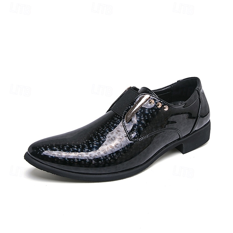 Men's Blue Patent Leather Crocodile Print Slip-on Shoes - Elegant Formal Footwear for Business and Evening Gatherings and Weddings 2026 - $54.99 –P2