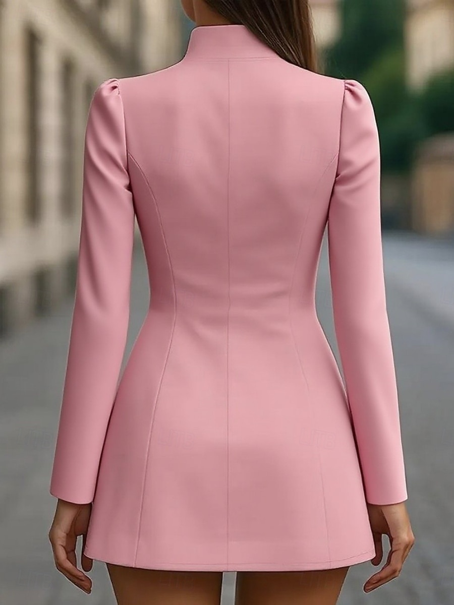 Women's Mini Dress Bodycon Dress Work Dresses Semi Formal Office Regular Fit Plain Long Sleeve High Neck Black White Pink Spring Fall Winter 2026 - $32.99 –P2
