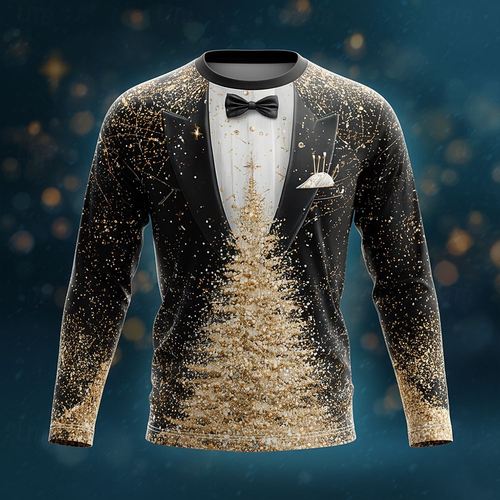 Vánoce Pánské Vánoční kostým Smoking Tričko Dlouhý rukáv tričko 3D tisk Tričkový Košile Módní Základní 3D ulice Ležérní Denní Černý 4 Černá 1 Černá 3 Léto Jaro Oblečení S M L XL XXL XXXL 2025 - $23.99 –P1