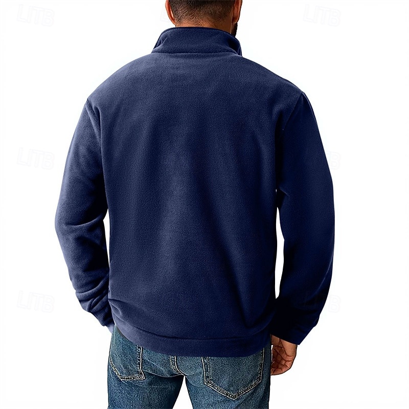 Men's Sweatshirt Fleece Sweatshirt Pullover Quarter Zip Sweatshirt Black Army Green Navy Blue Khaki Dark Gray Half Zip Plain Casual Daily Sports & Outdoor Polyester Streetwear Basic Casual Fall 2026 - $32.99 –P10