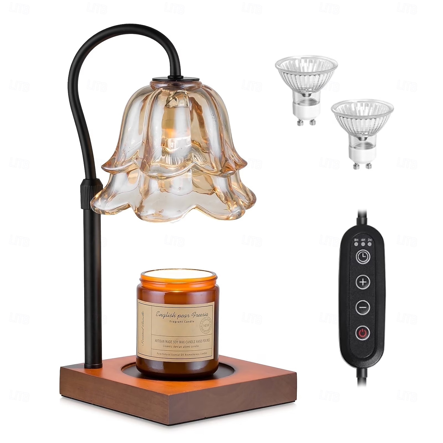 Lysvarmerlampe med timer Blomsterlyslamper med 2 pærer Høydejusterbar lysvarmer Vintage hjem soveromsinnredning Husvarmende svart 2026 - $87.99 –P1