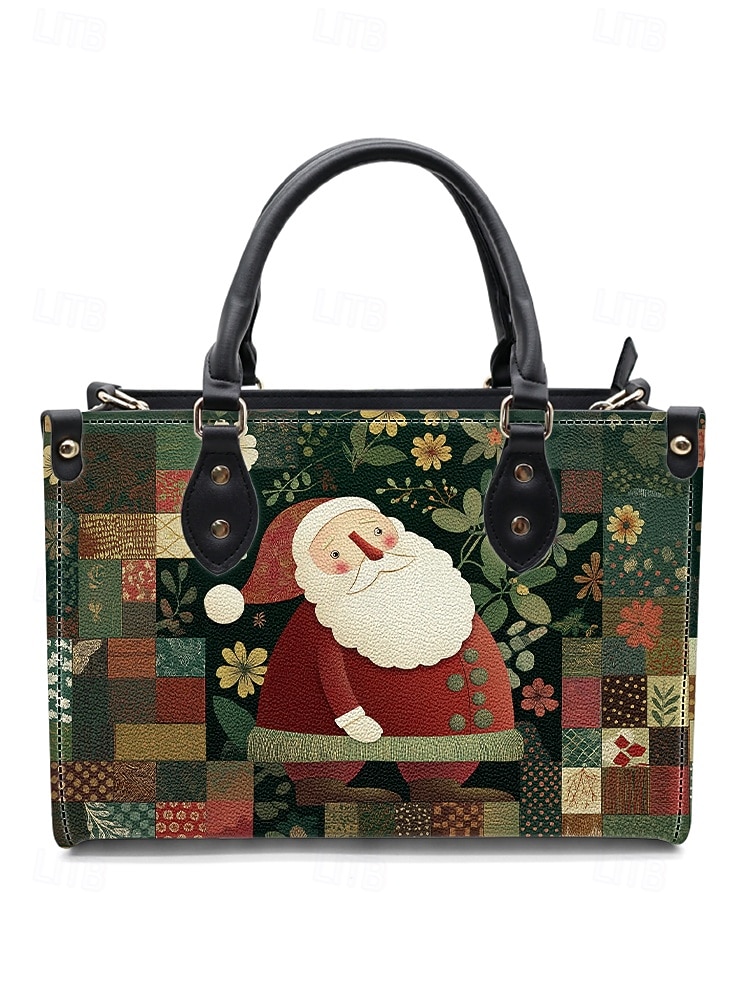 Julväska för kvinnor - konstläder, designad med jultomte och snögubbe, presentväska för kvinnor, handväska för julen, perfekt för fester och vinterutflykter 2026 - $34.99 –P15