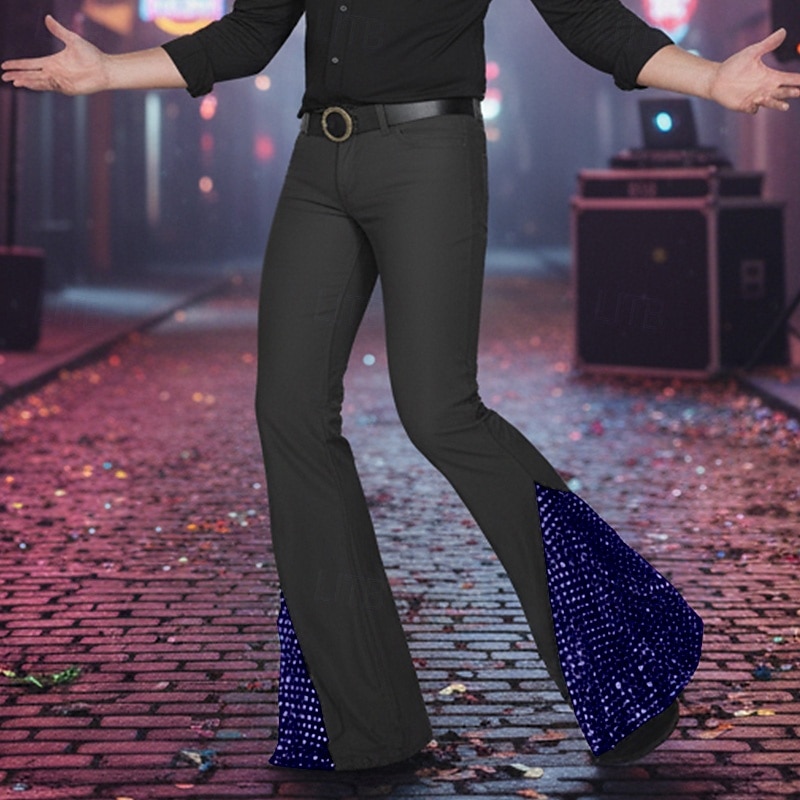 Муж. Штаны Костюм Беллое дно Расклешенные брюки Брюки для выпускного Пэчворк Блестящий металл Полотняное плетение Комфорт Полная длина Для вечеринок Бизнес Повседневные Мода Уличный стиль 2026 - $26.99 –P3