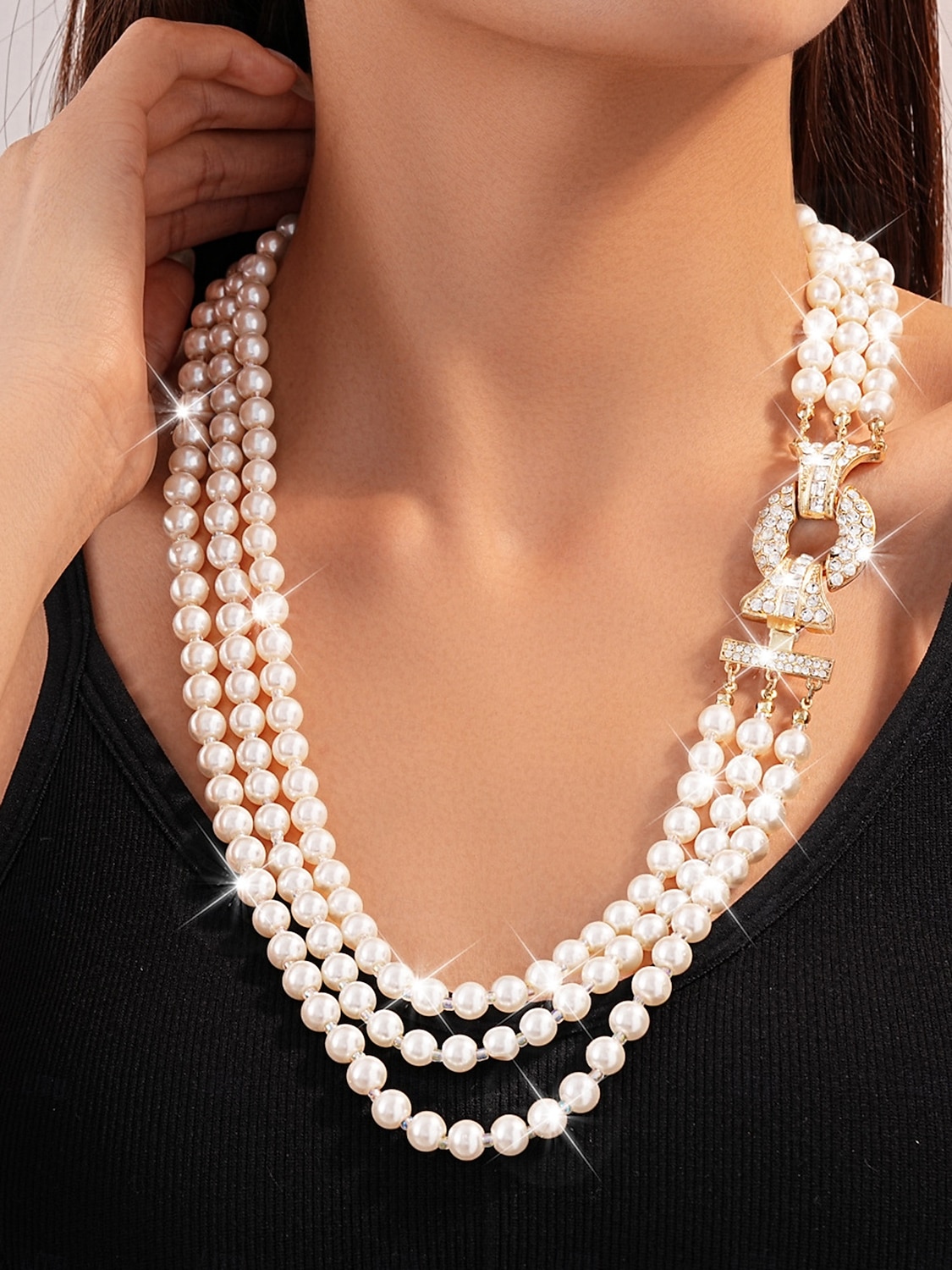 collier de perles à plusieurs rangs pour femme &Ensemble de bijoux en strass - élégant collier et bracelet multi-rangs pour les fêtes et le réveillon du Nouvel An &événements spéciaux en soirée de 2026 ? $24.99 –P4