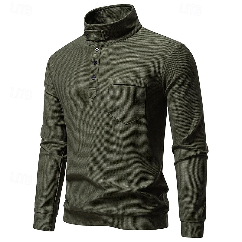 Herre Genser Svart Hvit Militærgrønn Mørkegrå Opprett krage عادي Lomme Sport & Utendørs Daglig Ferie Polyester Gatemote Grunnleggende Fritid Vår Høst Klær Gensere Gensere 2026 - $30.99 –P9