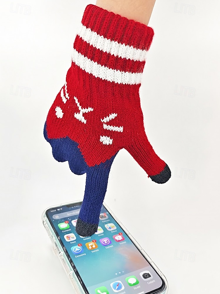 Guantes de punto para pantalla táctil para mujer, multicolor, diseño de gato, acogedor accesorio de invierno. 2026 - $7.99 –P3