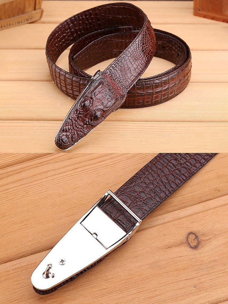 Pánský opasek z pravé kůže s krokodýlí texturou, více barev, stylový a odolný pro běžné i formální příležitosti 2026 - $24.99 –P12