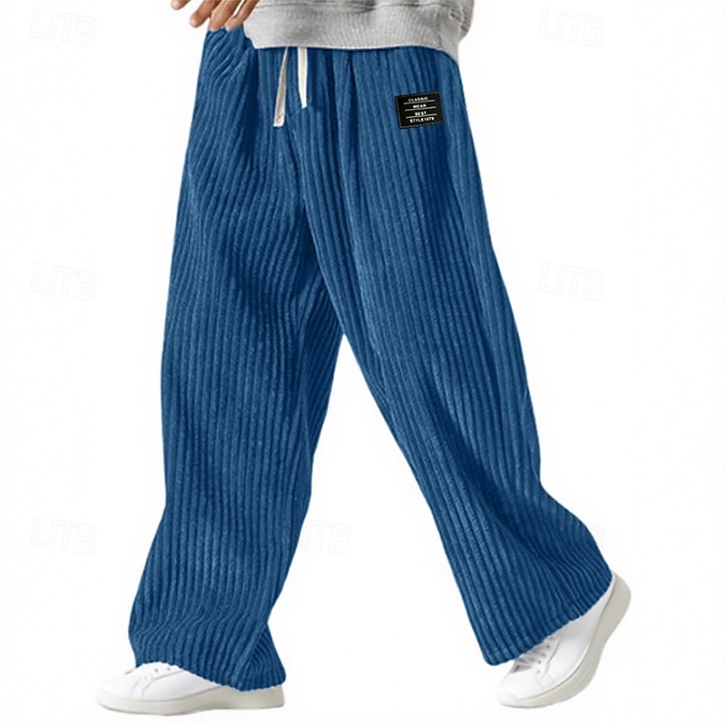 Hombre Pantalones de Deporte Pantalones Pantalones de Pana Pantalones anchos Pantalones deportivos de pierna recta Correa Cintura elástica Color sólido Comodidad Longitud total Exterior Casual Diario 2026 - $28.99 –P16